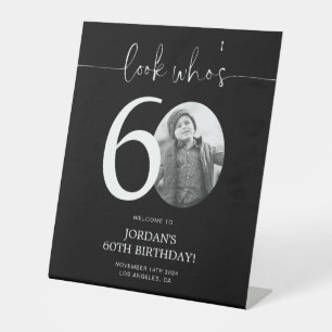 Signe De Table Noir 60e Affiche de bienvenue d'anniversaire Reg