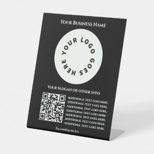Signe De Table Noir avec code QR ajoutez votre propre texte et lo