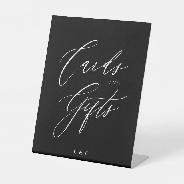 Signe De Table Noir Blanc Formal Calligraphie Cartes de Mariage C (Recto)