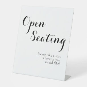 Signe De Table Noir Blanc Script élégant Mariage Open Seating