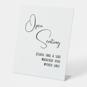 Signe De Table Noir Blanc Script Mariage moderne Open Seing