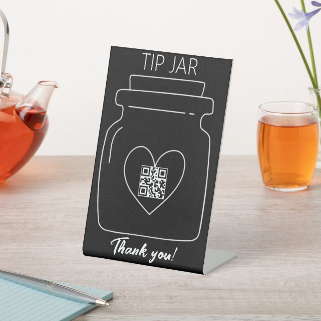 Signe De Table Noir, code QR professionnel pot à pointe numérique (In SItu)