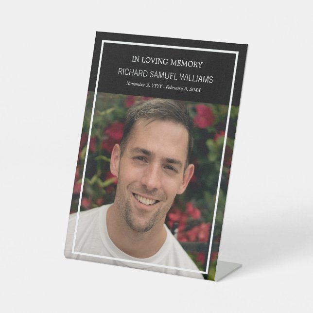 Signe De Table Noir Minimal En Mémoire Amoureuse Photo Personnali (Recto)