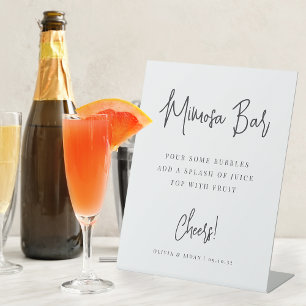 Signe De Table Noir Moderne Script manuscrit Mimosa Bar