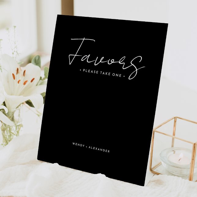 Signe De Table Noir moderne Script mariage Faveurs (Créateur téléchargé)