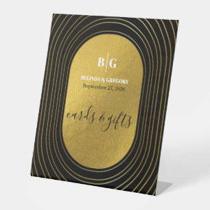 Signe De Table Noir & Or Arc Moderne Mariage Cartes & Cadeaux