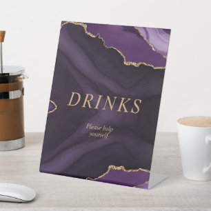 Signe De Table Noir & Purple Gold Calligraphy Boissons