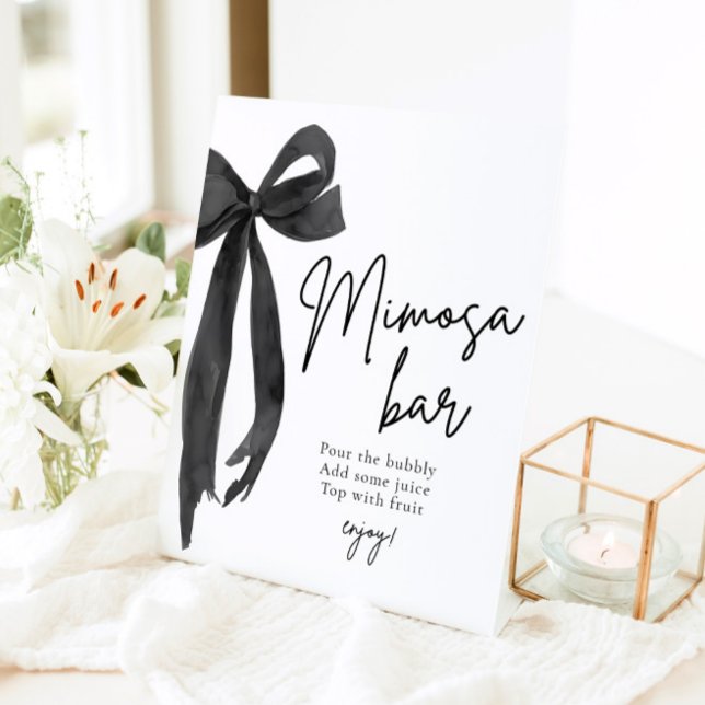 Signe De Table Noir Ruban Elle se marie Enseigne du bar Mimosa (Créateur téléchargé)