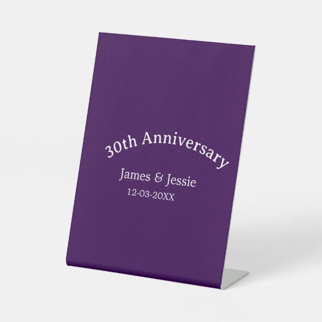 Signe De Table nom de date d'anniversaire de mariage 30 ans simpl (Recto)