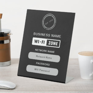 Signe De Table Nom d'entreprise personnalisé Détails et logo Wifi