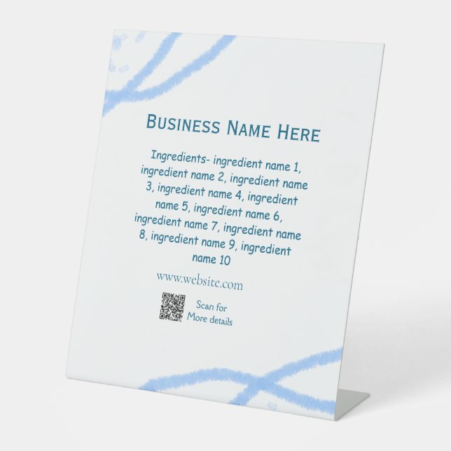 Signe De Table Nom d'ingrédient ajouter nom d'entreprise site Web (Recto)