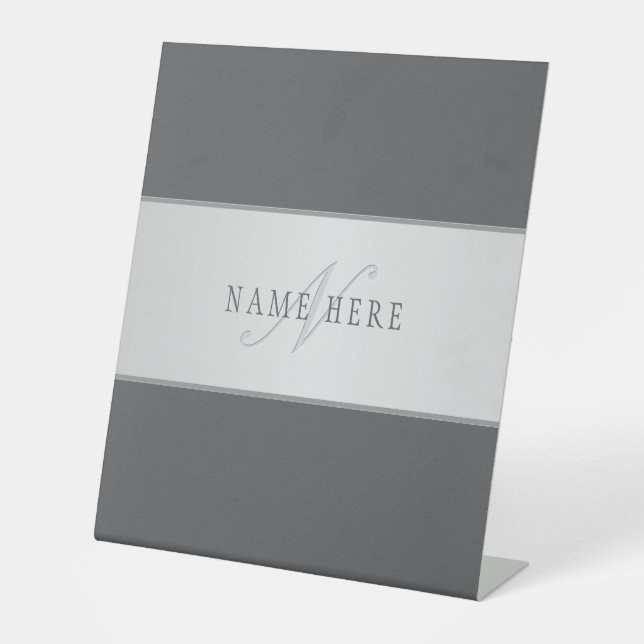 Signe De Table Nom élégant & Monogramme Lettrage (ou autre texte) (Recto)