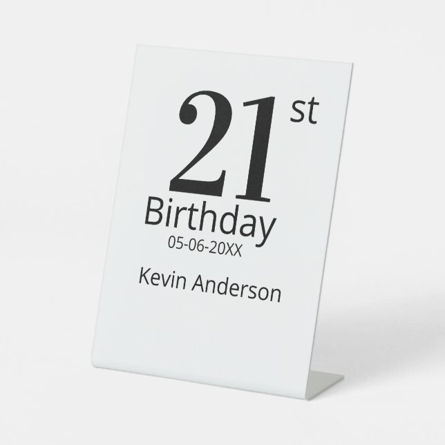 Signe De Table nom en lettres grasses pour 21e anniversaire simpl (Recto)