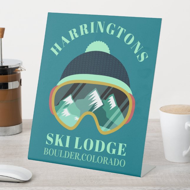 Signe De Table Nom et emplacement personnalisés Masque de ski (In SItu)