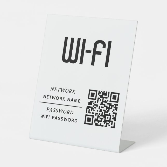 Signe De Table Nom et mot de passe du réseau WiFi Code QR  (Recto)