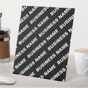 Signe De Table Nom modifiable répété en gras   Blanc noir simple