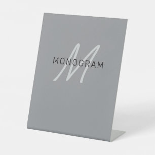 Signe De Table Nom ou salutation modifiable   Gris noir et foncé
