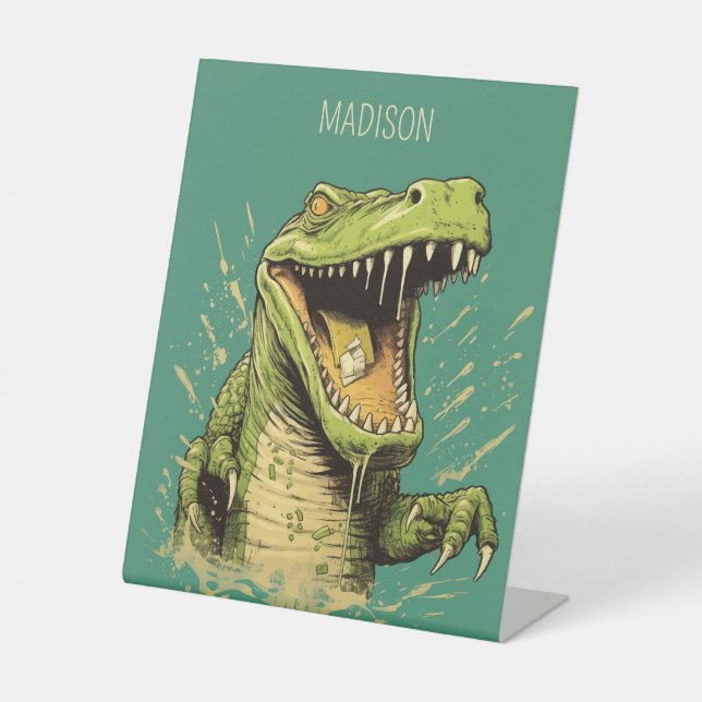 Signe De Table Nom personnalisé / Crocodile de texte (Recto)