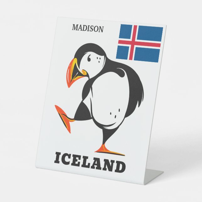 Signe De Table Nom personnalisé Islande (Recto)