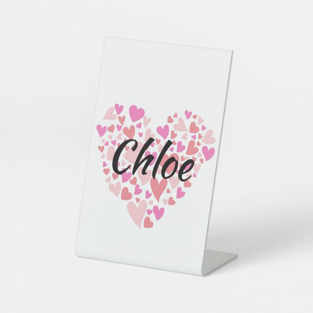 Signe De Table Nom personnel avec coeur (Recto)