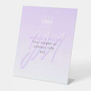 Signe De Table Nom professionnel et Modèle Slogan Violet clair