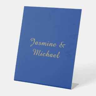 Signe De Table Noms de couple de calligraphie chic adorables bleu