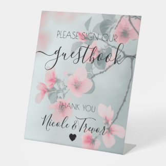 Signe De Table Noms personnalisés Fleurs roses Enseigne de table 