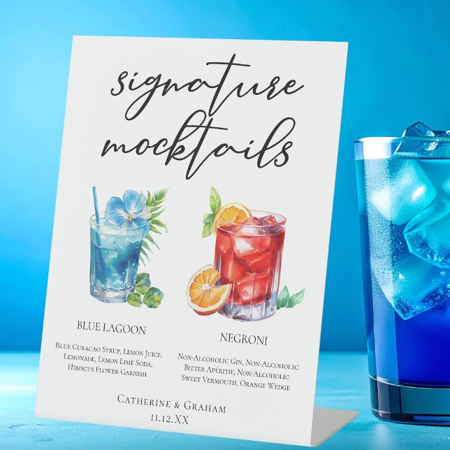 Signe De Table Non-Alcoolique Blue Lagoon Negroni Mocktails (Créateur téléchargé)