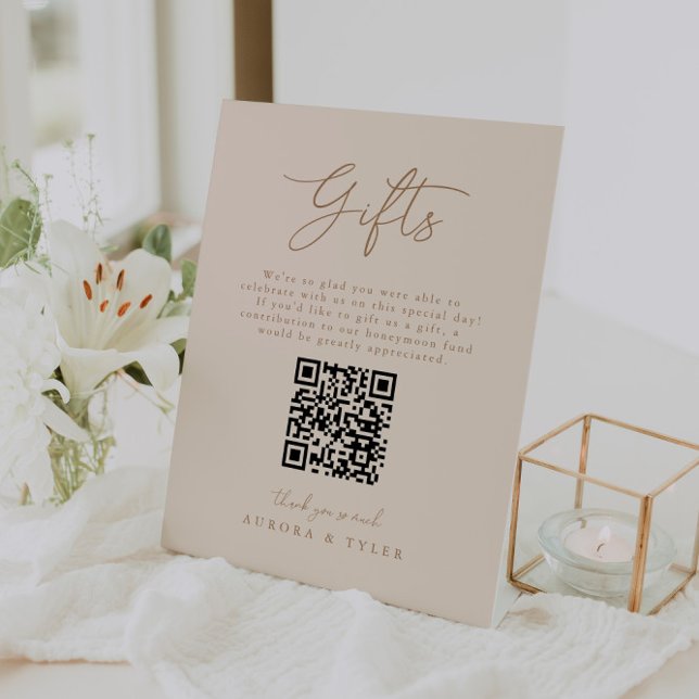 Signe De Table Note élégante sur les cadeaux de mariage beige (Créateur téléchargé)