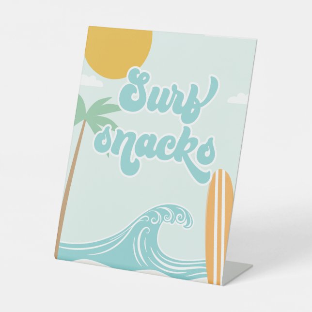Signe De Table Nourriture d'anniversaire de plage Surf Snacks Sur (Recto)