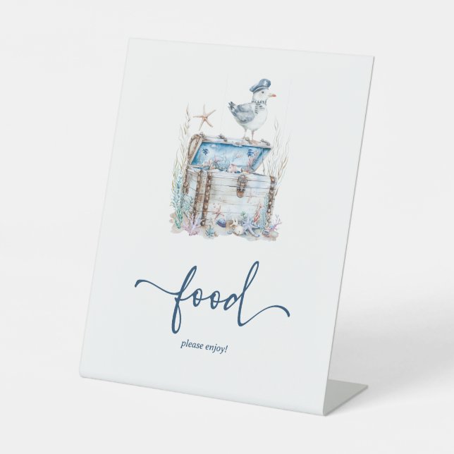 Signe De Table Nourriture pour Baby Shower Nautique Ahoy (Recto)