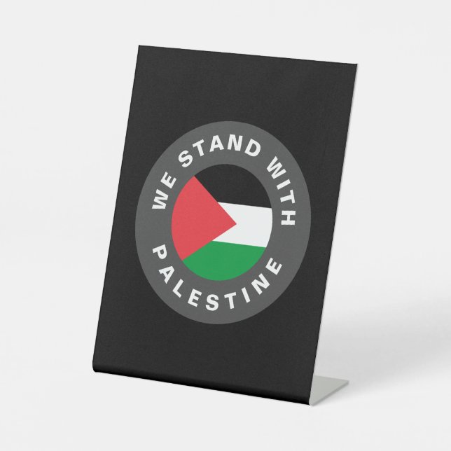 Signe De Table Nous nous tenons avec la Palestine drapeau texte p (Recto)