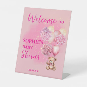 Signe De Table Nous Pouvons Attendre Presque Le Ballons Rose Hydr