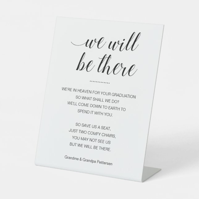 Signe De Table Nous Serons Là Mémorial Avec Noms Graduation (Recto)