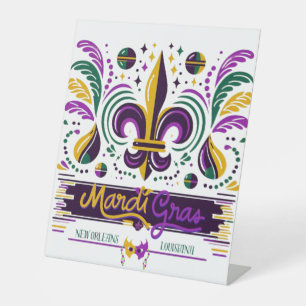 Signe De Table Nouvelle-Orléans Mardi Gras jaune violet vert