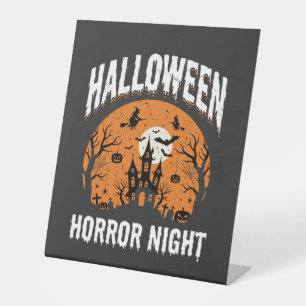 Signe De Table Nuit d'Horreur d'Halloween Château Hanté Vintage