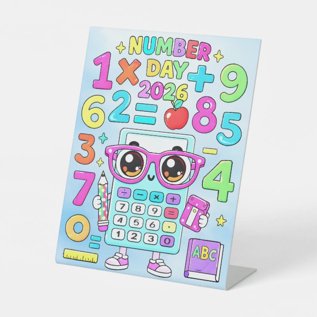 Signe De Table Number Day 2026 Cute Calculator Math Design (Recto)