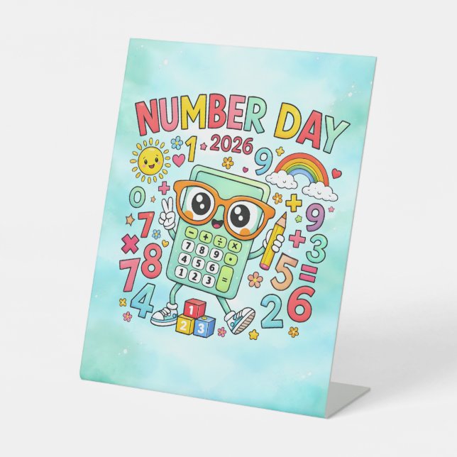 Signe De Table Number Day 2026 Cute Calculator Math Design (Recto)