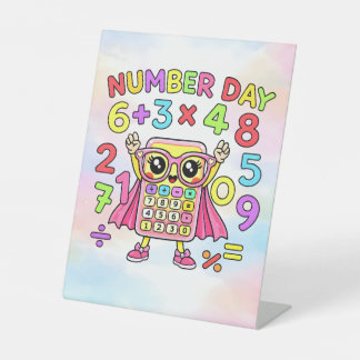 Signe De Table Number Day Cute Calculator Character Design