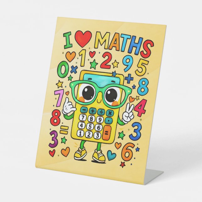 Signe De Table Number Day I Love Maths Pedestal Sign for Schools (Recto)