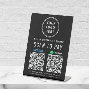 Signe De Table Numérisation du logo pour payer Venmo CashApp QR C