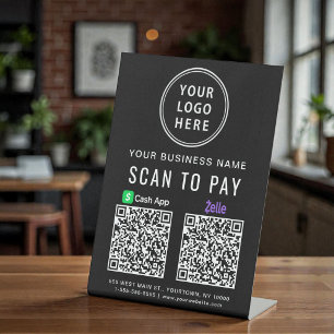 Signe De Table Numérisation du logo vers Pay CashApp Zelle QR Cod