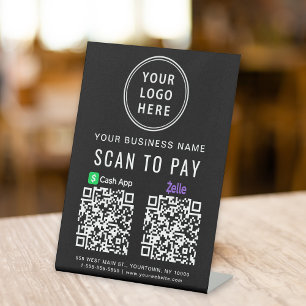 Signe De Table Numérisation du logo vers Pay CashApp Zelle QR Cod