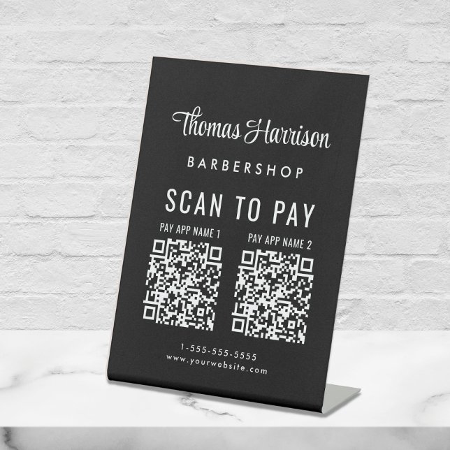 Signe De Table Numériser pour payer 2 codes QR Tablet Entreprise  (A QR code sign to effortlessly connect your customers to your payment platforms)
