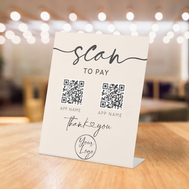 Signe De Table Numériser pour payer le code QR Signal piédestal (Créateur téléchargé)