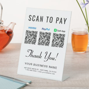 Signe De Table Numériser pour Paypal Venmo CashApp QR Codes