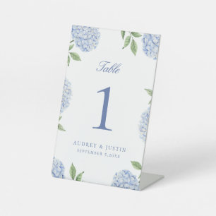 Signe De Table Numéro de table à fleurs d'hortensia bleu classiqu