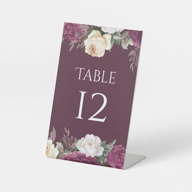 Signe De Table Numéro de Table aux Pivoines Bourguignonnes Modern (Recto)