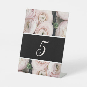 Signe De Table Numéro de table de la mariage moderne à fleurs ros
