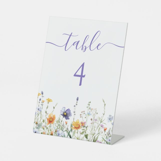 Signe De Table Numéro de table de mariage à fleur sauvage aquarel (Recto)